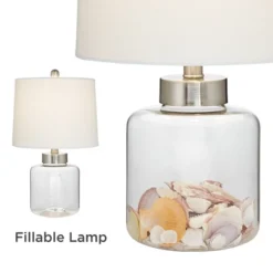 360 Lighting Coastal Accent Table Lamps 20.5" High Set Of 2 Small Clear Glass Fillable Shells White Drum Shade For Living Room Family Bedroom -360 Lighting GUEST 167d0fb2 962b 457a b204 1d5496489f3f