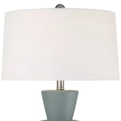 360 Lighting Emil 21 1/2" High Small Mid Century Modern Accent Table Lamp Light Gray Ceramic Single White Shade Living Room Bedroom Bedside Nightstand -360 Lighting GUEST 17e10021 8a6f 4fa9 89a2 0acb541f8c1f