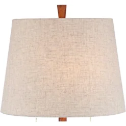 360 Lighting Omar Modern Modern Mid Century Table Lamps 28 3/4" Tall Set Of 2 Brown Wood Oatmeal Tapered Drum Shade For Bedroom Living Room Bedside -360 Lighting GUEST 17ee3cd7 96af 4e8a a866 98388bc2bca9