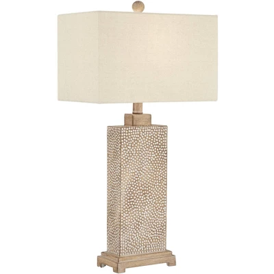 360 Lighting Caldwell Rustic Farmhouse Table Lamps 26 3/4" High Set Of 2 Earth Tone Hammered Oatmeal Fabric Rectangular Shade For Bedroom Living Room 9 360 Lighting Caldwell Rustic Farmhouse Table Lamps 26 3/4" High Set Of 2 Earth Tone Hammered Oatmeal Fabric Rectangular Shade For Bedroom Living Room - Image 7