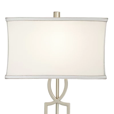 360 Lighting Evan Modern Table Lamps 28 1/2" Tall Set Of 2 Brushed Nickel With USB Charging Port White Rectangular Shade For Bedroom Living Room House 5 360 Lighting Evan Modern Table Lamps 28 1/2" Tall Set Of 2 Brushed Nickel With USB Charging Port White Rectangular Shade For Bedroom Living Room House - Image 3