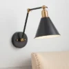 360 Lighting Wray Modern Industrial Wall Lamp Black Brass Hardwire 6" Light Fixture Adjustable Cone Shade For Bedroom Bathroom Reading Living Room -360 Lighting GUEST 199fea45 8734 4f74 8c18 7c0404c7b60c