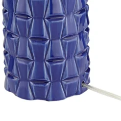 360 Lighting Rico 24 1/2" High Column Mid Century Modern Table Lamps Set Of 2 Blue Ceramic White Shade Living Room Bedroom Bedside Nightstand House -360 Lighting GUEST 19ee73b5 4c90 4cad b39a 3f91ca2009a1