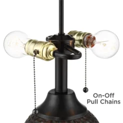 360 Lighting Cody 26" High Industrial Farmhouse Rustic Table Lamps Set Of 2 WiFi Smart Socket Pull Chain Oiled Bronze Finish Living Room Oatmeal Shade -360 Lighting GUEST 1a8f725c c498 491c 9574 1cf3f37dfaaa