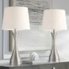 360 Lighting Koncave 24 1/2" High Modern Table Lamps Set Of 2 Silver Brushed Nickel Finish Metal White Shade Living Room Bedroom Bedside Nightstand -360 Lighting GUEST 1adaaea8 602e 40af 8f1a 6a15489917ed