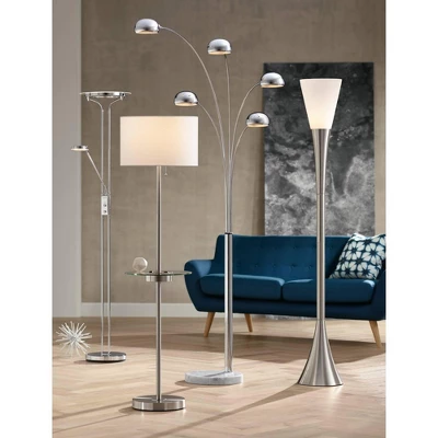 360 Lighting Perseus Modern Torchiere Floor Lamp With Reading Light 71 3/4" Tall Chrome Silver Metal LED Adjustable For Living Room Bedroom House Home 10 360 Lighting Perseus Modern Torchiere Floor Lamp With Reading Light 71 3/4" Tall Chrome Silver Metal LED Adjustable For Living Room Bedroom House Home - Image 8