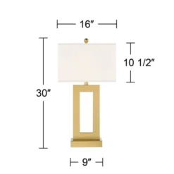 360 Lighting Marshall 30" Tall Open Rectangle Large Modern Luxe End Table Lamps Set Of 2 Gold Finish Metal White Shade Living Room Bedroom Bedside -360 Lighting GUEST 1cd39621 7304 4fef be01 3d20cd36106d
