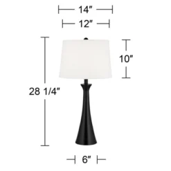 360 Lighting Karl Modern Table Lamps 28 1/4" Tall Set Of 2 Black Metal With USB And AC Power Outlet In Base White Drum Shade For Bedroom Living Room -360 Lighting GUEST 1e7a6bde 8d89 4f04 851c e4432e3ab67a