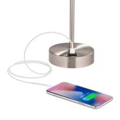 360 Lighting Justin 18" High Small Modern Accent Table Lamps Set Of 2 USB Port Pull Chain Silver Finish Metal White Shade Living Room Charging Bedroom -360 Lighting GUEST 1ed8ffa3 c185 4bb9 be40 1d308b67ccba