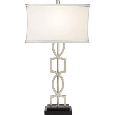 360 Lighting Evan Modern Table Lamps 28 1/2" Tall Set Of 2 Brushed Nickel With USB Charging Port White Rectangular Shade For Bedroom Living Room House 9 360 Lighting Evan Modern Table Lamps 28 1/2" Tall Set Of 2 Brushed Nickel With USB Charging Port White Rectangular Shade For Bedroom Living Room House - Image 7