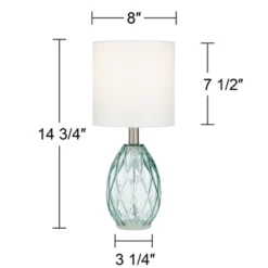 360 Lighting Rita Modern Accent Table Lamps 14 3/4" High Set Of 2 Blue Green Glass With Table Top Dimmers White Drum Shade For Bedroom Living Room -360 Lighting GUEST 1fc357e0 d949 4599 8d06 b96aa57e4b13 1