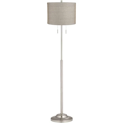360 Lighting Abba Modern Floor Lamp Standing 66" Tall Brushed Nickel Silver Metal Gray Gold Drum Shade For Living Family Room Bedroom Office House 3 360 Lighting Abba Modern Floor Lamp Standing 66" Tall Brushed Nickel Silver Metal Gray Gold Drum Shade For Living Family Room Bedroom Office House