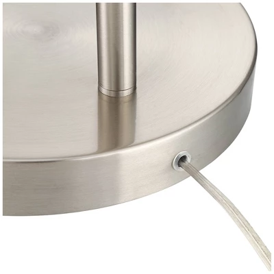 360 Lighting Cora Modern Arc Floor Lamp Standing 72" Tall Brushed Nickel Metal White Linen Drum Shade For Living Room Reading Bedroom Office House 6 360 Lighting Cora Modern Arc Floor Lamp Standing 72" Tall Brushed Nickel Metal White Linen Drum Shade For Living Room Reading Bedroom Office House - Image 4