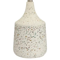 360 Lighting 23 1/2" High Small Modern Coastal Accent Table Lamp Ivory Terrazzo Marble Single White Shade Living Room Bedroom Bedside Nightstand House -360 Lighting GUEST 21b128d9 3a1c 4667 848f 12727176aa02