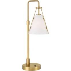 360 Lighting Brynn 25 1/2" High Industrial Desk Lamp Dual USB Port Gold Brass Finish Metal Single White Cone Shade Home Office Living Room Charging 17 360 Lighting Brynn 25 1/2" High Industrial Desk Lamp Dual USB Port Gold Brass Finish Metal Single White Cone Shade Home Office Living Room Charging -360 Lighting GUEST 223f8b2c 5b57 403e 9b74 08d4858a7bee