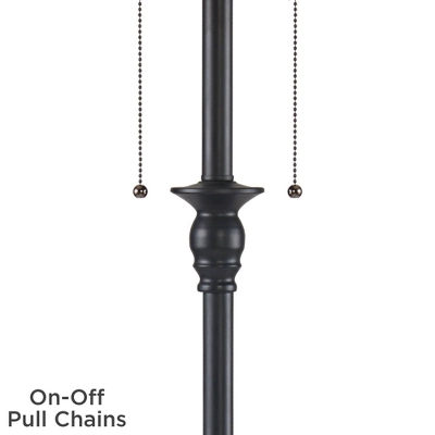 360 Lighting Dyna Traditional 58" Tall 2-Light Standing Floor Lamp Skinny Pole Pull Chain Black Finish Living Room Bedroom House Pleated Black Shade 4 360 Lighting Dyna Traditional 58" Tall 2-Light Standing Floor Lamp Skinny Pole Pull Chain Black Finish Living Room Bedroom House Pleated Black Shade - Image 2