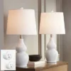 360 Lighting Jane 25" High Mid Century Modern Table Lamps Set Of 2 WiFi Smart Socket White Ceramic Living Room Bedroom Bedside Nightstand Office Home -360 Lighting GUEST 22a62a93 707d 47cc a6d8 99952bcedad7