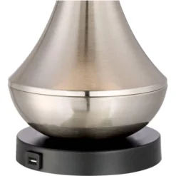 360 Lighting Simon Modern Table Lamps 25 1/2" High Set Of 2 Brushed Nickel With USB Charging Port And Table Top Dimmers White Fabric For Home Desk -360 Lighting GUEST 23092e0f b7cb 404e 84af f4cf81c3762c