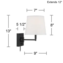 360 Lighting Lanett Modern Swing Arm Wall Lamps Set Of 2 Black Plug-in Light Fixture With USB Charging Port White Lamp Shade For Bedroom Living Room -360 Lighting GUEST 240a843a 7d8b 4794 94dc f865279fb56c