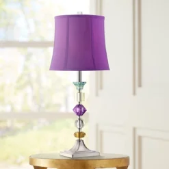 360 Lighting Bijoux Modern Table Lamp 25 1/2" High Multi Colored Stacked Gem Purple Shade For Bedroom Living Room Bedside Nightstand Office Family
