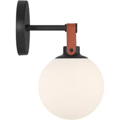 360 Lighting Nubuck 10 1/2" High Black And Brown Leather Wall Sconce -360 Lighting GUEST 260357b8 0e54 4c9c a048 5327cb971516