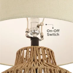 360 Lighting San Marcos 27" Tall Modern Coastal Table Lamps Set Of 2 Natural Wicker Metal Oatmeal Shade Living Room Bedroom Bedside Nightstand House -360 Lighting GUEST 26c929bd 01ab 42e1 b24d f9c3eb5f1e48