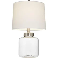 360 Lighting Coastal Accent Table Lamp With Table Top Dimmer Fillable 20.5" High Clear Glass Canister Off White Drum For Living Room Bedroom -360 Lighting GUEST 27a8f6f3 4d5d 4fb3 b773 212069fc0f0e