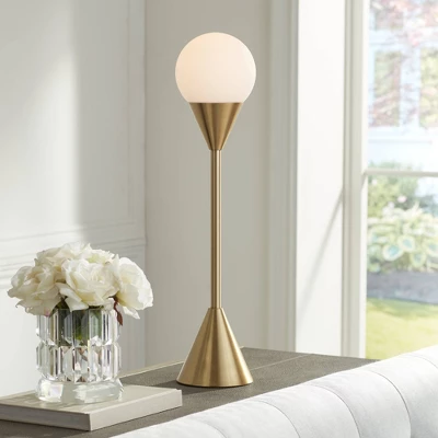 360 Lighting Leah 25 3/4" High Modern Accent Table Lamp Gold Brass Finish Metal Single Glass White Globe Shade Living Room Bedroom Bedside Nightstand 3 360 Lighting Leah 25 3/4" High Modern Accent Table Lamp Gold Brass Finish Metal Single Glass White Globe Shade Living Room Bedroom Bedside Nightstand