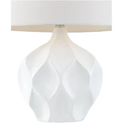 360 Lighting Dobbs Modern Mid Century Accent Table Lamp 22 1/2" High White Glaze Geometric Ceramic Oval Shade For Bedroom Living Room Bedside Office -360 Lighting GUEST 29730131 c5c5 4bd6 9894 0d6c02bb40a4