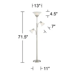 360 Lighting Jordan Modern Torchiere Floor Lamp With Side Lights 71 1/2" Tall Brushed Nickel Alabaster Glass Shade For Living Room Reading Bedroom -360 Lighting GUEST 29892fcc 25b5 4010 83fe 314998e1037f