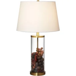 360 Lighting Coastal Table Lamp 26" High Glass Cylinder Gold Fillable White Drum Shade For Living Room Family Bedroom Bedside Nightstand -360 Lighting GUEST 29f95061 3a20 4401 aced ab41980b13ce