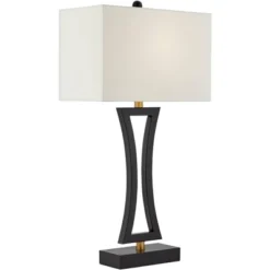 360 Lighting Roxie Modern Table Lamps 31" Tall Set Of 2 Black Metal With USB Charging Port White Rectangular Shade For Bedroom Living Room Bedside -360 Lighting GUEST 2a02461f 6e7b 4eae b89c 4e9e2dce848d