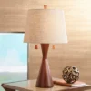 360 Lighting Omar Modern Table Lamp 28 3/4" Tall Warm Brown Wood Hourglass Oatmeal Fabric Drum Shade For Bedroom Living Room Bedside Nightstand Office -360 Lighting GUEST 2a029704 26bd 4349 ae52 7aa1b0736fe5