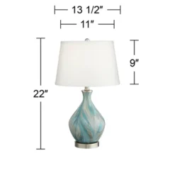 360 Lighting Cirrus Modern Accent Table Lamp 22" High Blue Gray Glazed Art Glass Off White Drum Shade For Bedroom Living Room Bedside Nightstand Kids -360 Lighting GUEST 2a119df7 f558 4328 9cb8 78f984355cec