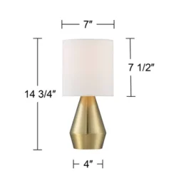 360 Lighting Marty Modern Accent Table Lamps 14 3/4" High Set Of 2 Brass Metal White Cylinder Shade For Bedroom Bedside Nightstand Office Kids House -360 Lighting GUEST 2a215c79 a2fa 47f8 95d2 0c91c390546c
