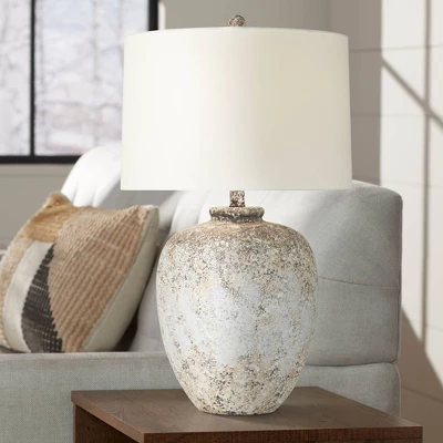360 Lighting Astaire 27" Tall Urn Jar Farmhouse Rustic Table Lamp Weathered Vintage Finish Single White Shade Living Room Bedroom Bedside Nightstand 3 360 Lighting Astaire 27" Tall Urn Jar Farmhouse Rustic Table Lamp Weathered Vintage Finish Single White Shade Living Room Bedroom Bedside Nightstand