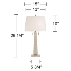 360 Lighting Lorena 29 1/4" Tall Modern Coastal End Table Lamp Pull Chain Sandstone Beige Brass Finish Metal Single White Shade Living Room Bedroom -360 Lighting GUEST 2afb0a6a 8d74 477a a788 8aa9becf0879
