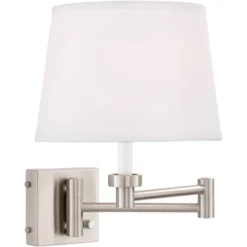 360 Lighting Vero Modern Swing Arm Wall Lamp Brushed Nickel Plug-in Light Fixture With USB Charging Port White Drum Shade For Bedroom Bedside Reading -360 Lighting GUEST 2baea62a 7b4d 4f0a a9a1 d4e68ce1fc15