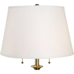 360 Lighting Spenser Vintage Floor Lamp 58" Tall Brushed Antique Brass Metal Off White Linen Drum Shade For Living Room Bedroom Office House Home -360 Lighting GUEST 2c1d8ef7 e509 4198 a306 b43503180d27