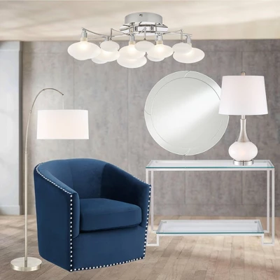 360 Lighting Cora Modern Arc Floor Lamp Standing 72" Tall Brushed Nickel Metal White Linen Drum Shade For Living Room Reading Bedroom Office House 10 360 Lighting Cora Modern Arc Floor Lamp Standing 72" Tall Brushed Nickel Metal White Linen Drum Shade For Living Room Reading Bedroom Office House - Image 8