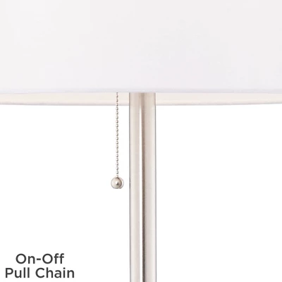 360 Lighting Caper Modern Floor Lamps With Tray Table 60 1/2" Tall Set Of 2 Brushed Nickel USB And Outlet Off White Fabric Drum Shade For Living Room 7 360 Lighting Caper Modern Floor Lamps With Tray Table 60 1/2" Tall Set Of 2 Brushed Nickel USB And Outlet Off White Fabric Drum Shade For Living Room - Image 5