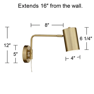 360 Lighting Carla Modern Swing Arm Wall Lamps Set Of 2 Brushed Brass Plug-in Light Fixture Up Down Cylinder Shade For Bedroom Bedside Living Room 5 360 Lighting Carla Modern Swing Arm Wall Lamps Set Of 2 Brushed Brass Plug-in Light Fixture Up Down Cylinder Shade For Bedroom Bedside Living Room - Image 3