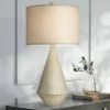 Pacific Coast Lighting Adelis 31" Tall Large Geometric Modern End Table Lamp Beige Faux Bleached Wood Finish Single Living Room Bedroom Bedside House