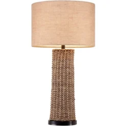 360 Lighting Coastal Table Lamp 28.5" Tall Woven Seagrass Burlap Drum Shade For Living Room Family Bedroom Bedside Nightstand Office -360 Lighting GUEST 2fc09dde 3833 4035 8180 54992b1c1b5f