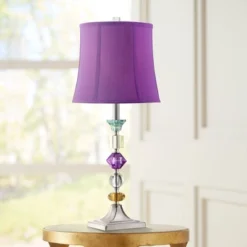 360 Lighting Bijoux Modern Table Lamps 25 1/2" High Set Of 2 Clear Stacked Gem Purple Bell Shade For Bedroom Living Room Bedside Nightstand Office -360 Lighting GUEST 30a23dae ad5e 4cad 84da 916d10e7ebc9