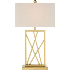 360 Lighting Claudia 26 1/2" Tall Open Metal Base Modern Glam Luxury Table Lamps Set Of 2 Gold Finish White Shade Living Room Bedroom Bedside -360 Lighting GUEST 31238764 f338 4361 9a40 09fffe19b480