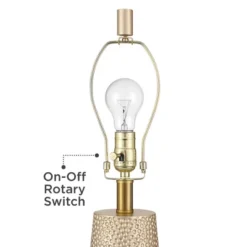 360 Lighting Mira 25 1/4" High Modern Table Lamps Set Of 2 Textured Gold Finish Oatmeal Shade Living Room Bedroom Bedside Nightstand House Office -360 Lighting GUEST 31c2ed14 8d33 41e5 895e 8dd97af69ee6