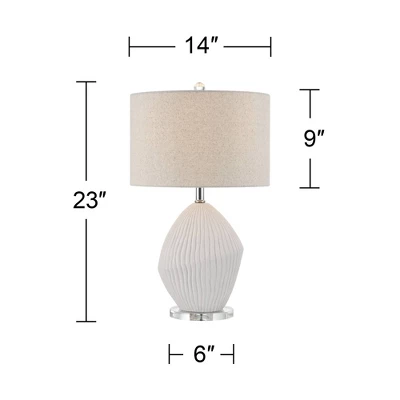 360 Lighting Lara 23" High Small Modern Coastal Accent Table Lamp Sand White Finish Single Oatmeal Shade Living Room Bedroom Bedside Nightstand House 5 360 Lighting Lara 23" High Small Modern Coastal Accent Table Lamp Sand White Finish Single Oatmeal Shade Living Room Bedroom Bedside Nightstand House - Image 3