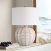 360 Lighting Keira 24" High Gourd Small Modern Coastal Table Lamp Beige Single White Shade Living Room Bedroom Bedside Nightstand House Office