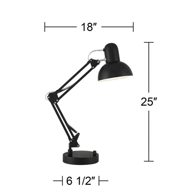 360 Lighting Wyatt 25" High Modern Desk Lamp USB Port Architect Adjustable Height Black Finish Metal Single Home Office Living Room Charging Bedroom 6 360 Lighting Wyatt 25" High Modern Desk Lamp USB Port Architect Adjustable Height Black Finish Metal Single Home Office Living Room Charging Bedroom - Image 4